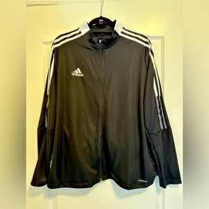Adidas Women's Black Track Jacket with White Stripes